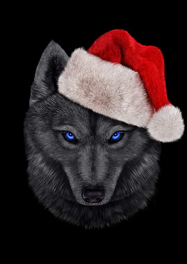 Black Santa Wolf