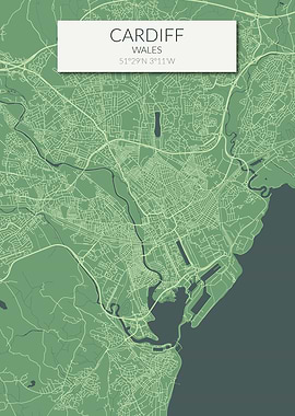 Cardiff Map Green