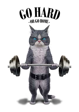 Bicolor Cat Weightlifting