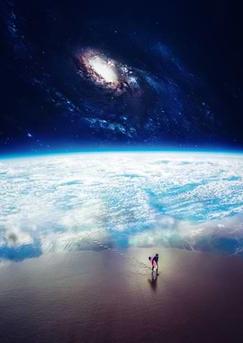 Surfer Walk on Earth Beach