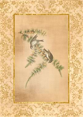 Antique Flowers and Birds