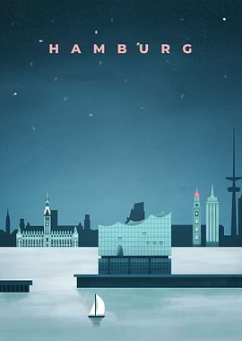 Hamburg Travel Poster