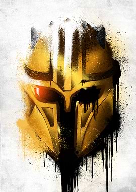 Armorer Mandalorian Graffitti Helmet Poster