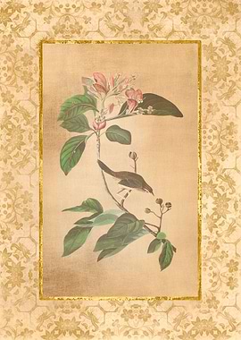 Antique Bird and Flowers