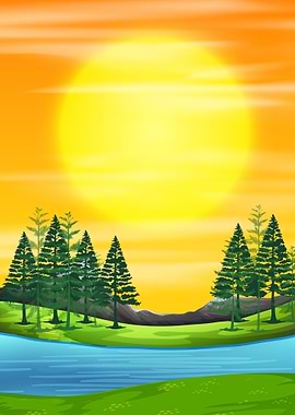 Sunset on the spruce