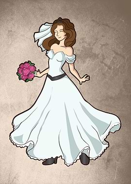 Happy bride with flowers