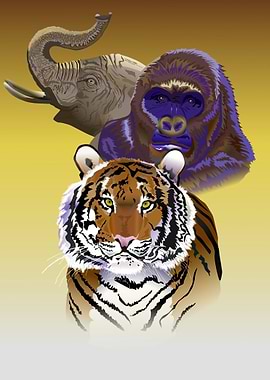 Tiger Elephant and Gorilla