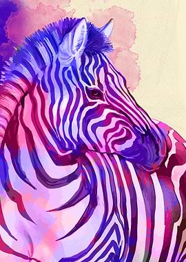 Colorful Watercolor Zebra