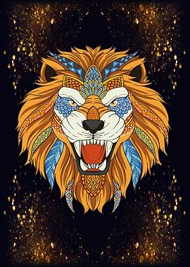 Lion Mandala style