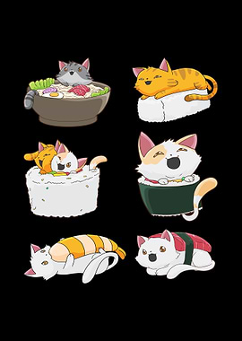 Sushi Cat Japanese Anime