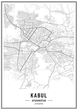 Kabul streetmap poster