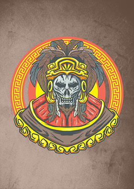 Skull Aztec background