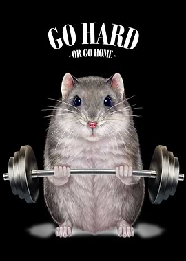 Grey Hamster Weightlifting
