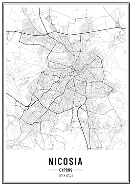 Nicosia citymap poster