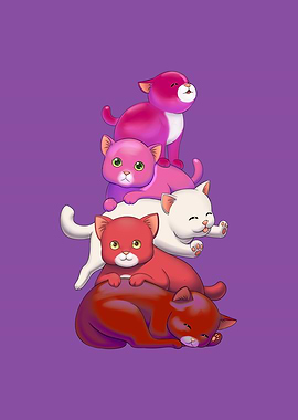 Cats Pink Orange Red
