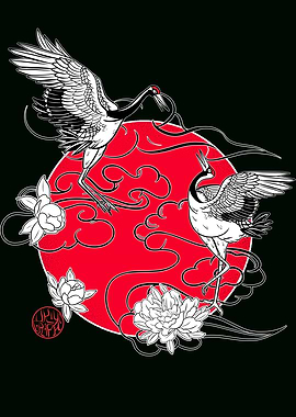 Japanese cranes in love