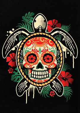 Skull tropical sea turtle