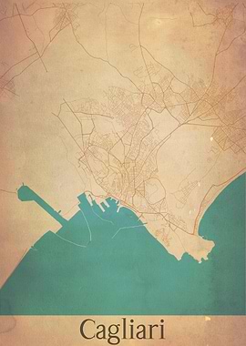 Cagliari Sardinia City Map