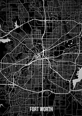 Fort Worth dark map