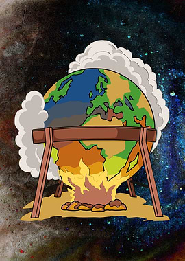 Burning planet Earth