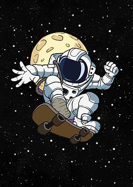 Astronaut skating in space