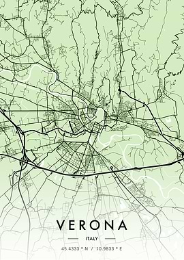 Verona City Map Green