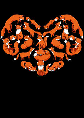 Kawaii Fox Heart Wildlife