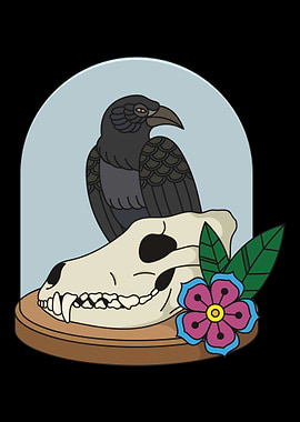 Dark Academia Raven Skull