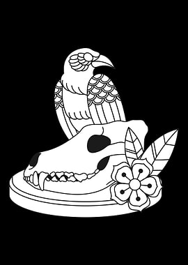 Dark Academia Raven Skull