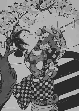 Hanging poems on a cherry