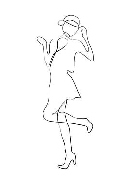 One Line art Women Dance