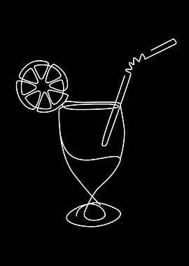 One Line Art Orange Juice