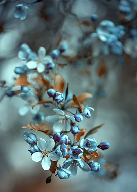 Blue cherry blossom flower