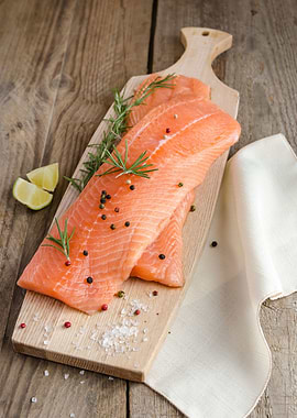 Raw salmon steaks