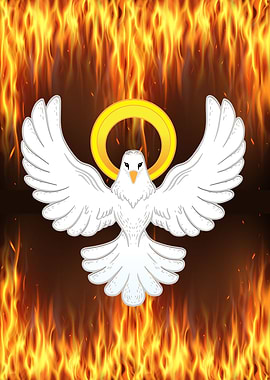 Dove in front of fire