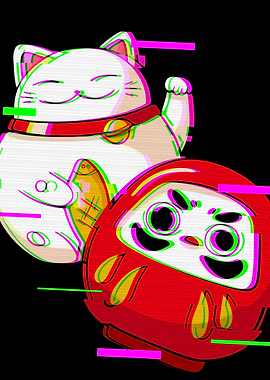 Maneki Neko Cat Vaporwave