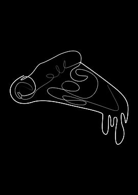 One line drawing pizza