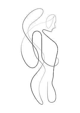 One line art Woman