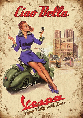 Vespa Ciao Bella Poster