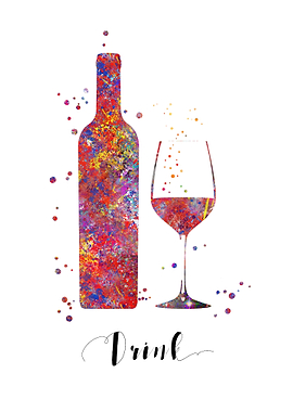 Wine bottle and glass