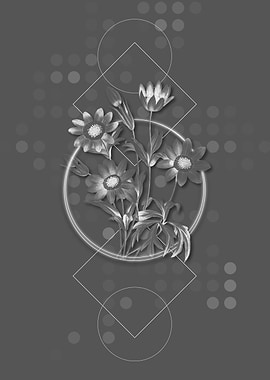 Gray Geometric Flowers