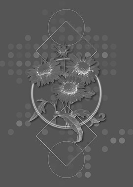 Gray Geometric Flowers