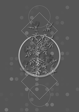 Gray Geometric Rose Flower