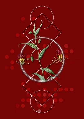 Geometric Red Flame Lily