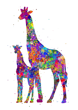 Giraffe and cute baby