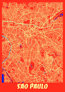 Sao Paulo Retro City Map