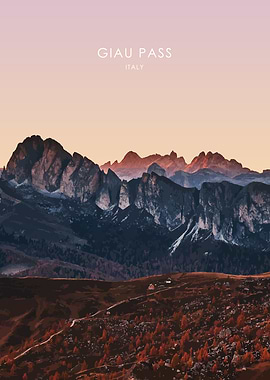 Giau Pass Italy Travel Art