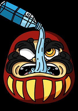 Daruma Doll Drinking Water