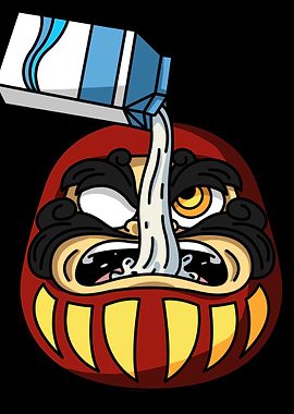 Daruma Doll Drinking Milk