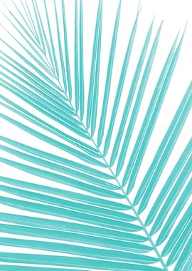 Soft Turquoise Palm Leaf 2